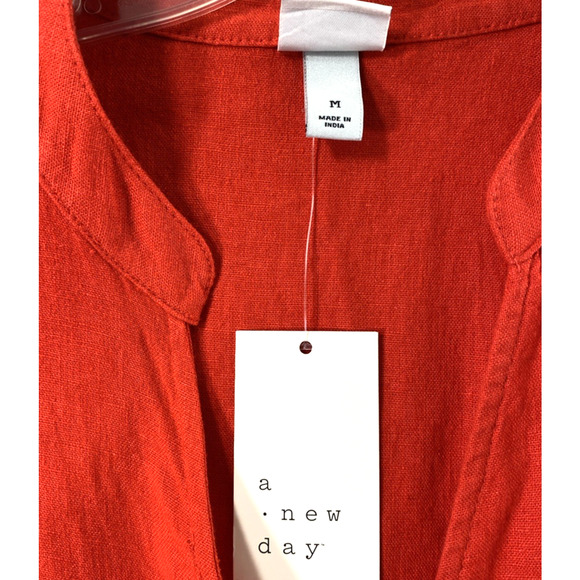 Womens Shorts Jumpsuit Size Medium Red Wrap 1 Piece Romper Linen Blend NWT - Picture 4 of 12